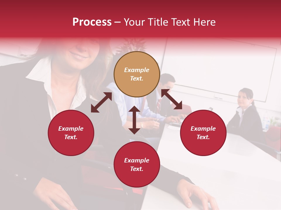 A Woman Sitting At A Table In Front Of A Group Of People PowerPoint Template
