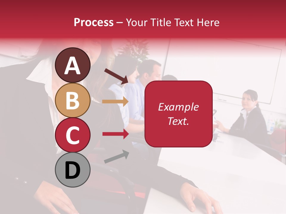A Woman Sitting At A Table In Front Of A Group Of People PowerPoint Template
