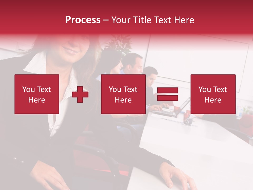 A Woman Sitting At A Table In Front Of A Group Of People PowerPoint Template