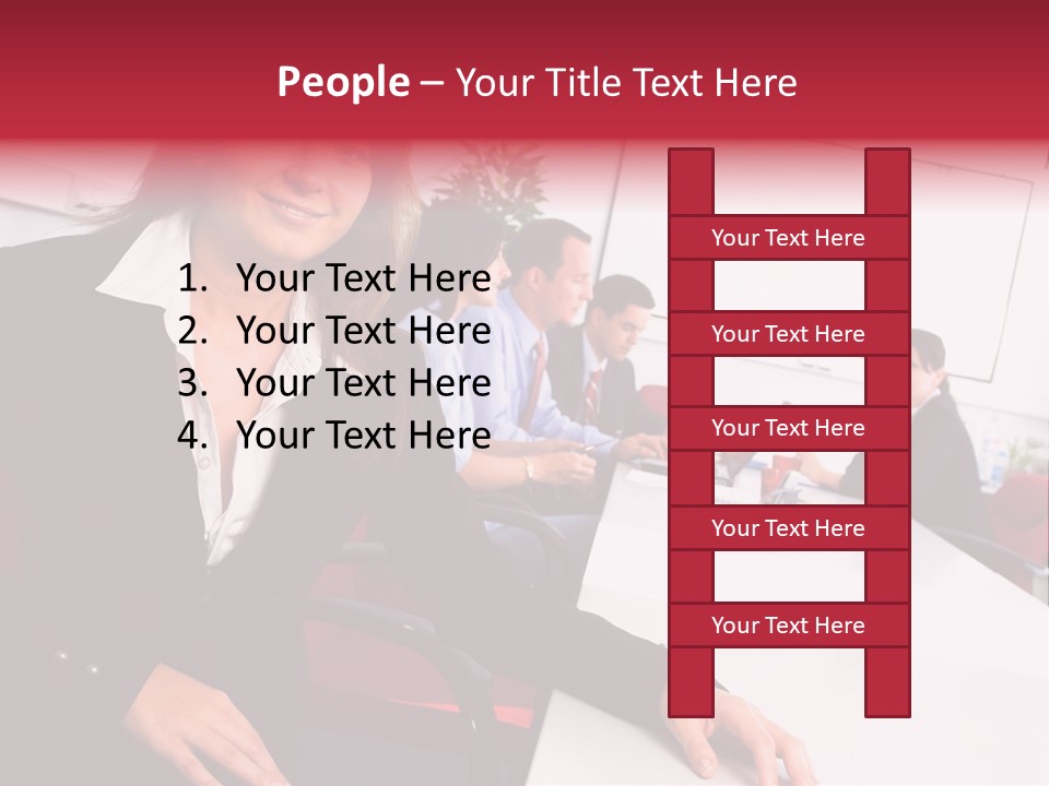 A Woman Sitting At A Table In Front Of A Group Of People PowerPoint Template