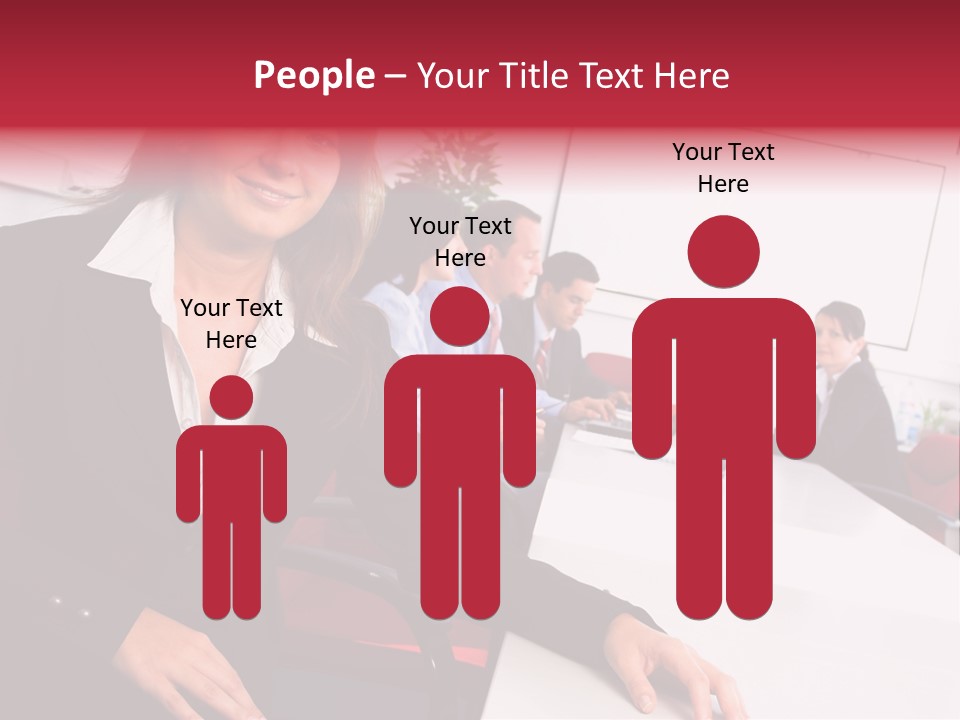 A Woman Sitting At A Table In Front Of A Group Of People PowerPoint Template