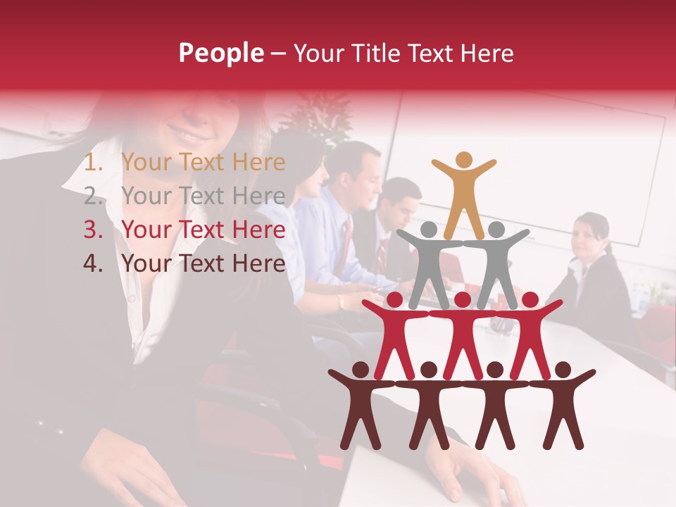 A Woman Sitting At A Table In Front Of A Group Of People PowerPoint Template