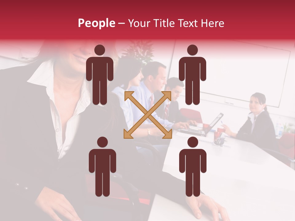 A Woman Sitting At A Table In Front Of A Group Of People PowerPoint Template