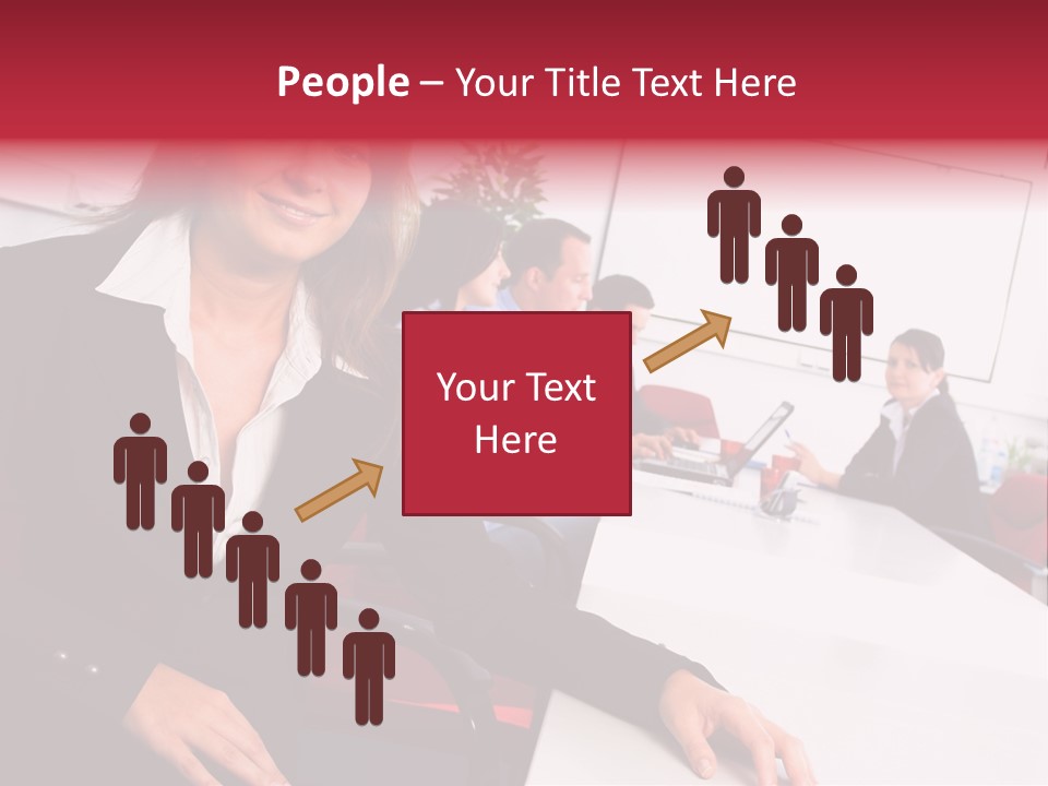 A Woman Sitting At A Table In Front Of A Group Of People PowerPoint Template