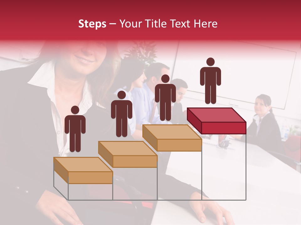 A Woman Sitting At A Table In Front Of A Group Of People PowerPoint Template