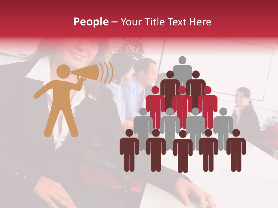 A Woman Sitting At A Table In Front Of A Group Of People PowerPoint Template