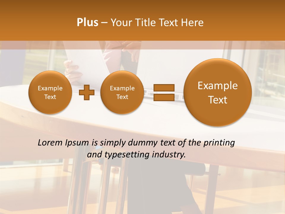 A Woman Sitting At A Table Using A Laptop Computer PowerPoint Template