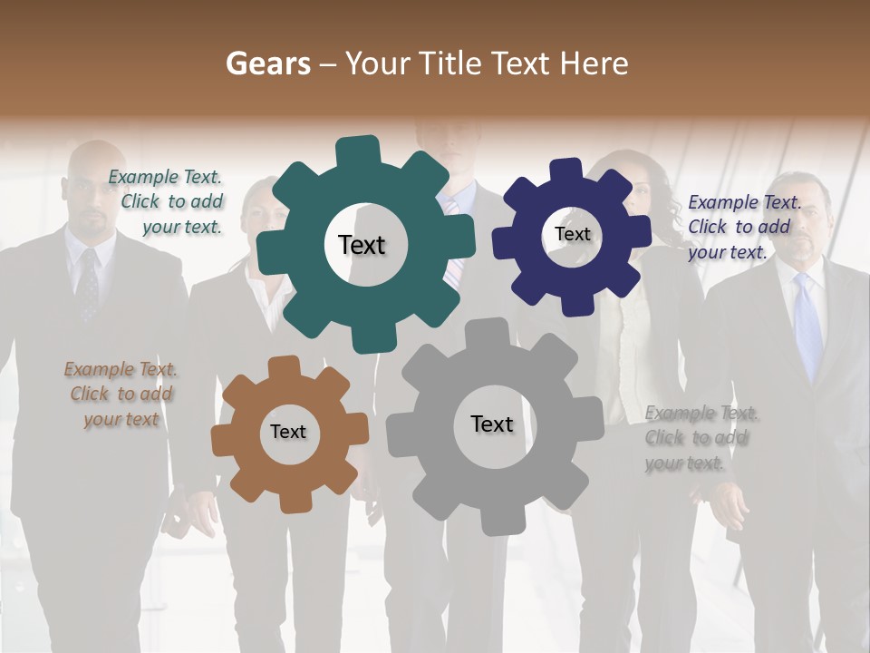 A Group Of Business People Standing In A Line PowerPoint Template