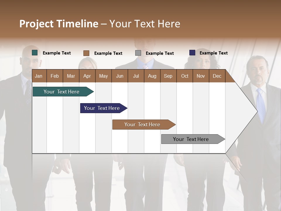 A Group Of Business People Standing In A Line PowerPoint Template
