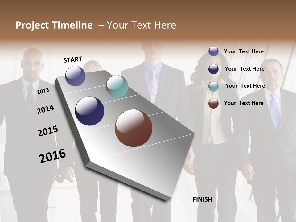 A Group Of Business People Standing In A Line PowerPoint Template