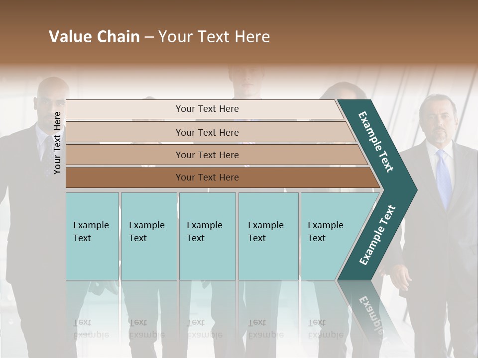 A Group Of Business People Standing In A Line PowerPoint Template