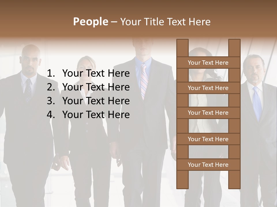 A Group Of Business People Standing In A Line PowerPoint Template