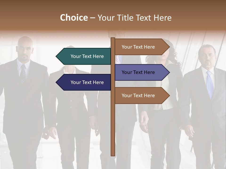 A Group Of Business People Standing In A Line PowerPoint Template