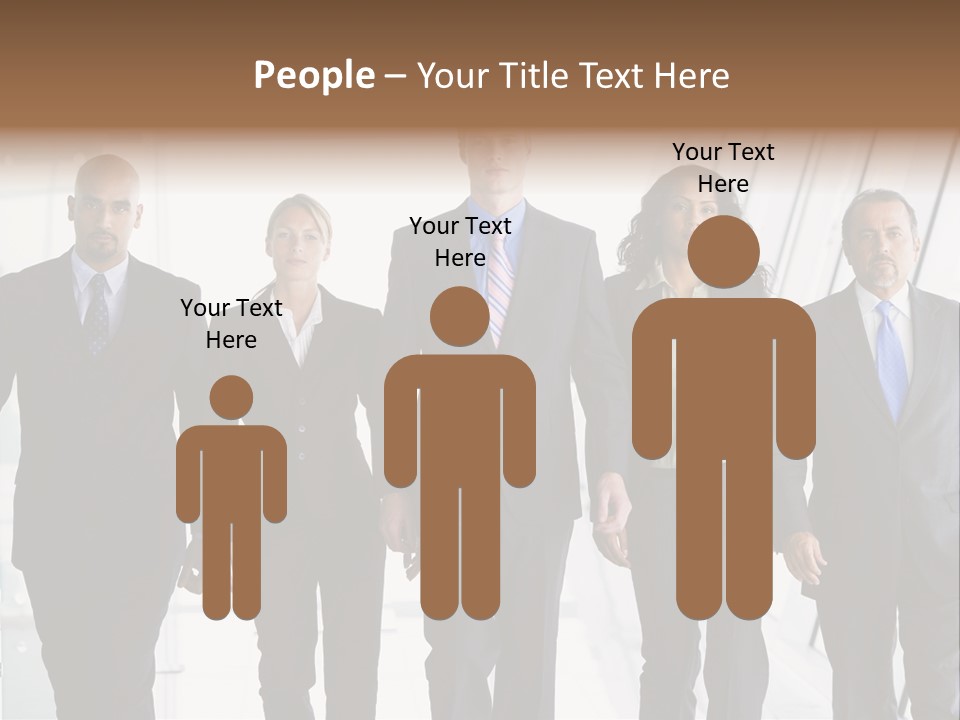 A Group Of Business People Standing In A Line PowerPoint Template