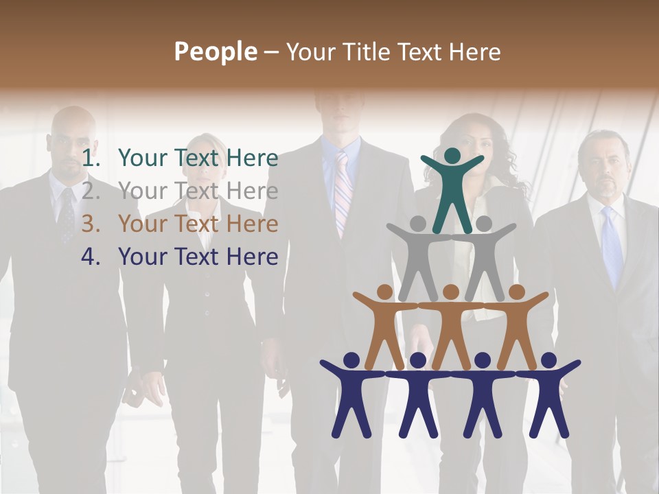 A Group Of Business People Standing In A Line PowerPoint Template