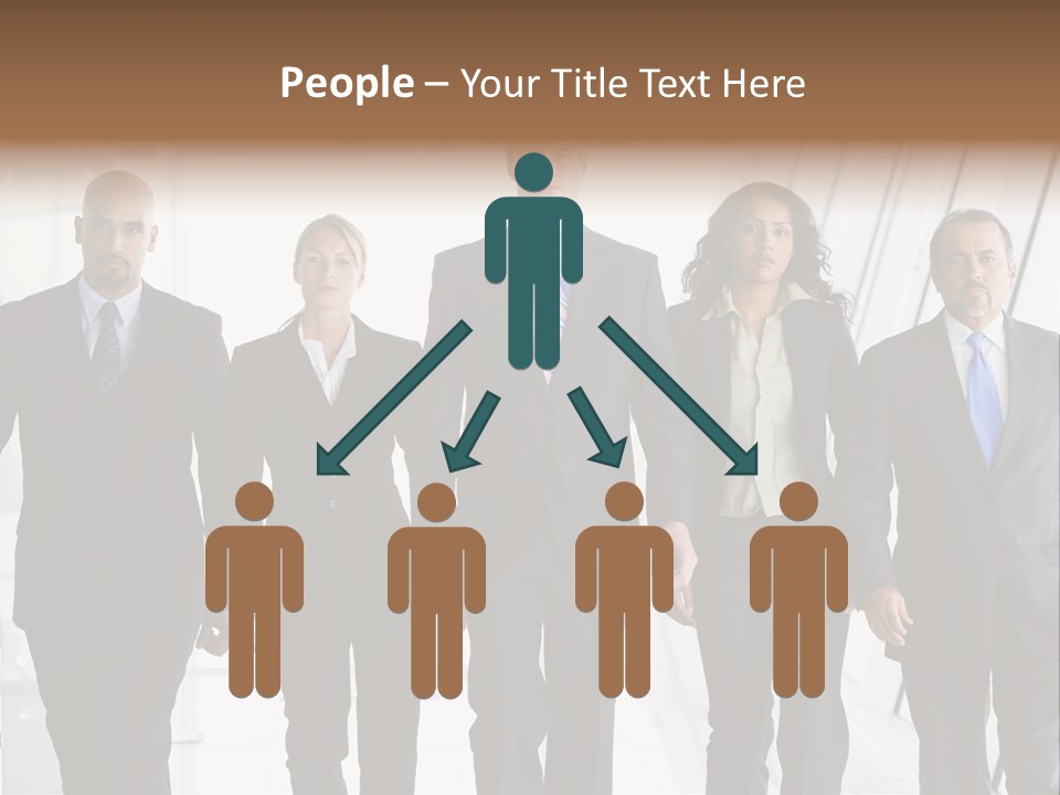 A Group Of Business People Standing In A Line PowerPoint Template