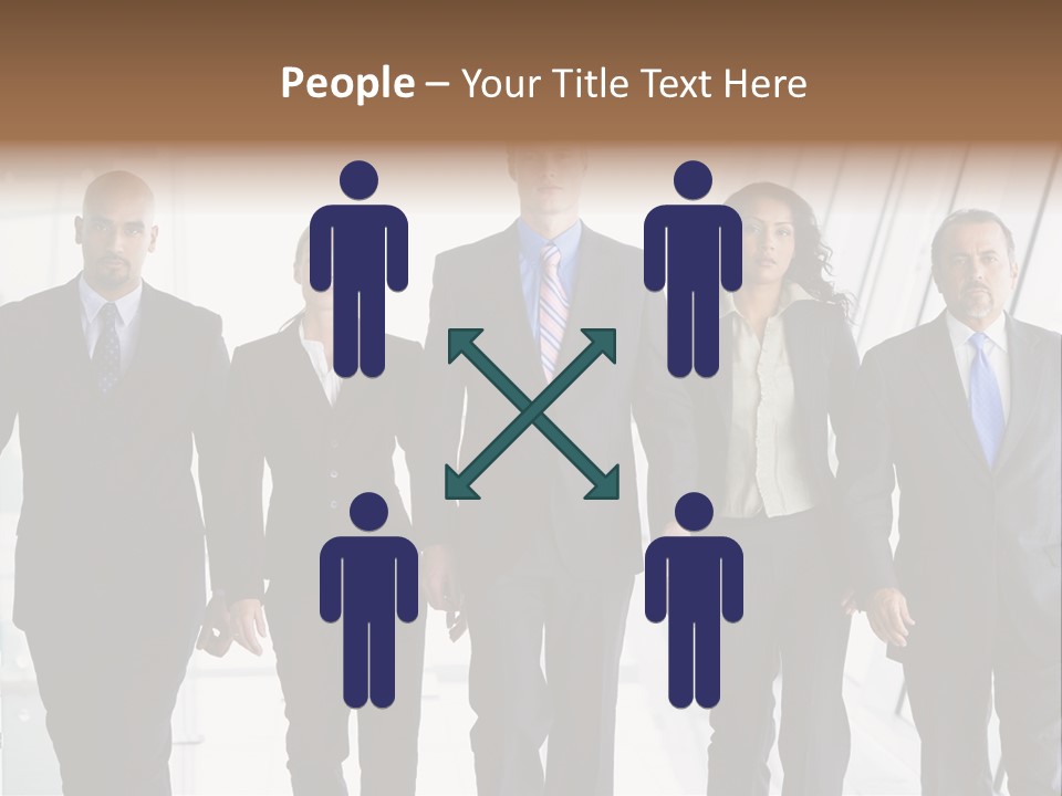 A Group Of Business People Standing In A Line PowerPoint Template