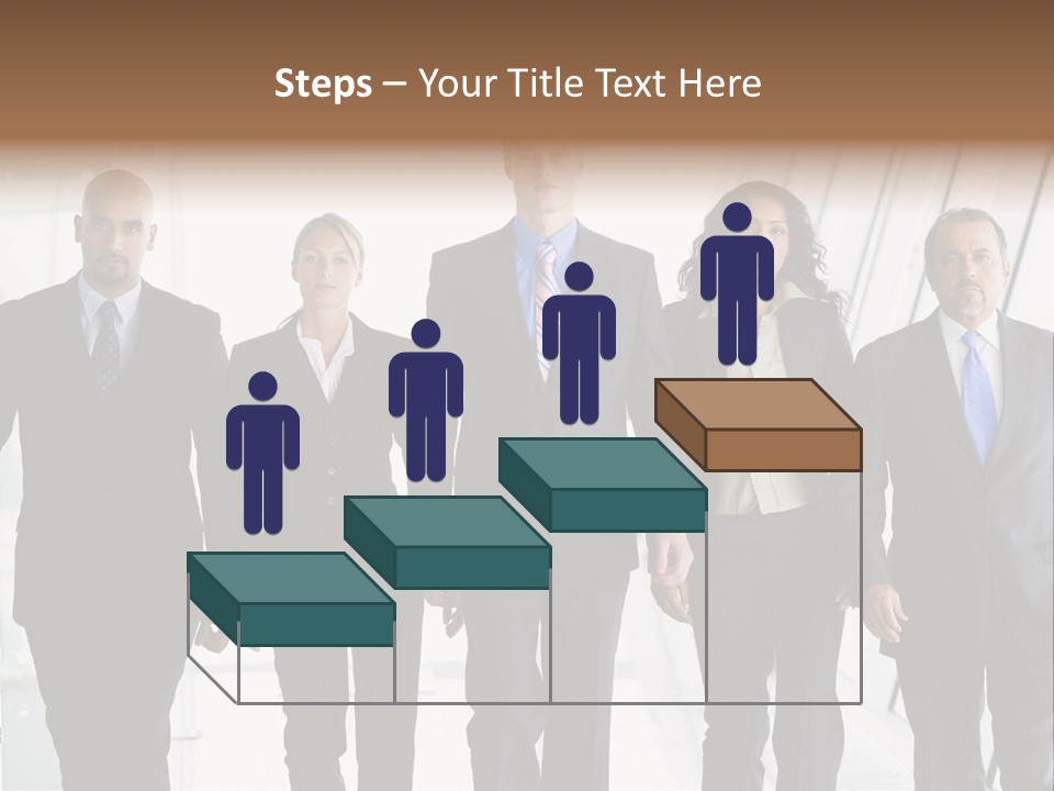A Group Of Business People Standing In A Line PowerPoint Template