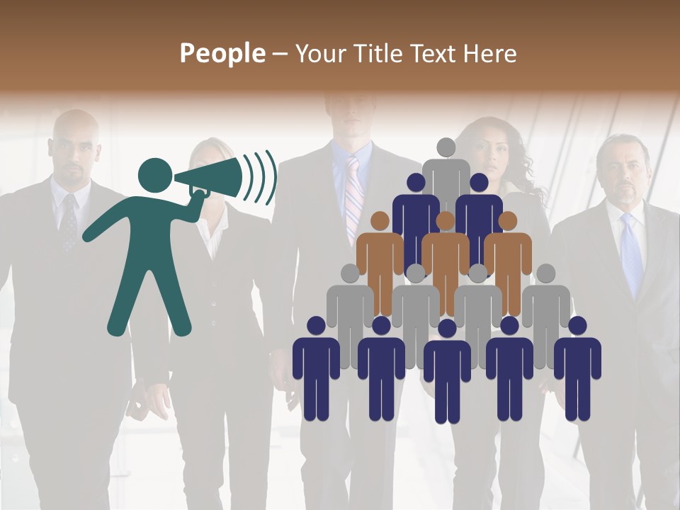 A Group Of Business People Standing In A Line PowerPoint Template