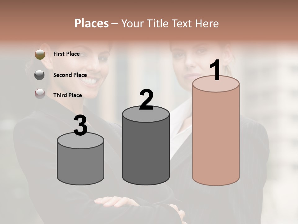 Two Women In Business Suits Standing Next To Each Other PowerPoint Template