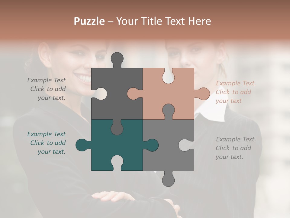 Two Women In Business Suits Standing Next To Each Other PowerPoint Template