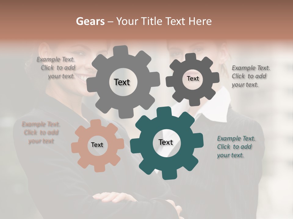 Two Women In Business Suits Standing Next To Each Other PowerPoint Template