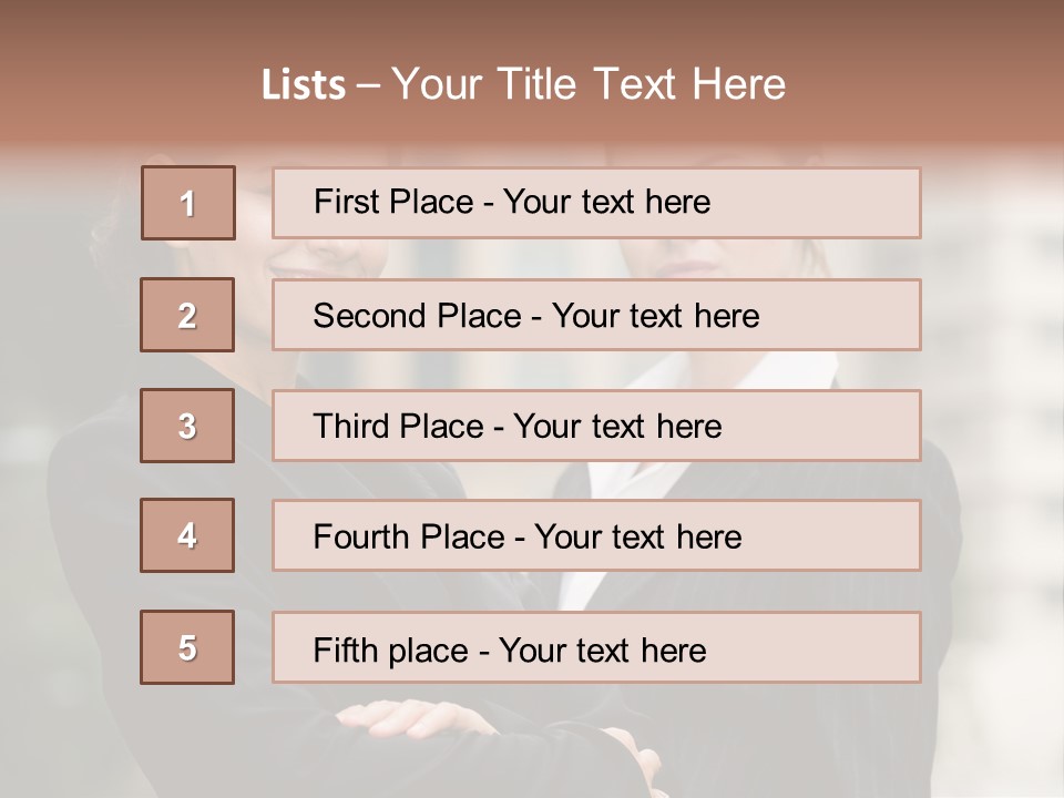 Two Women In Business Suits Standing Next To Each Other PowerPoint Template