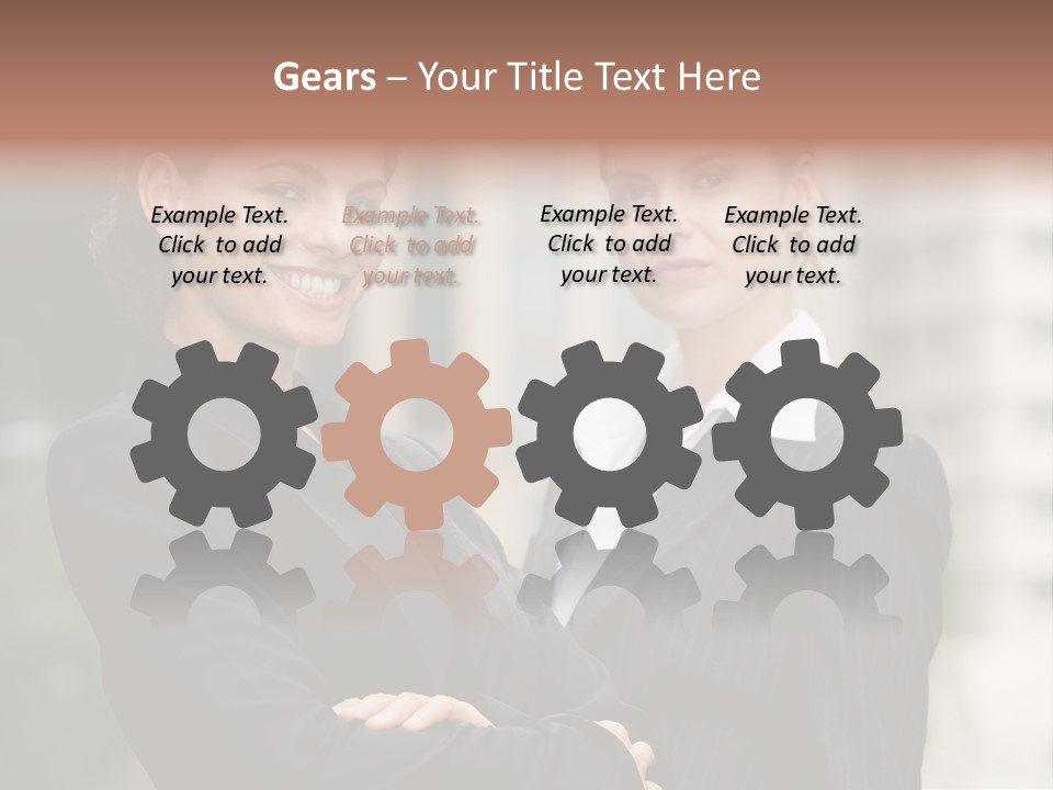 Two Women In Business Suits Standing Next To Each Other PowerPoint Template