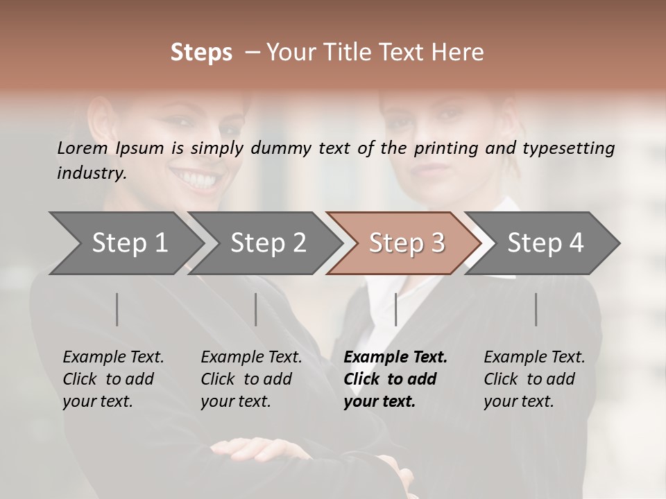 Two Women In Business Suits Standing Next To Each Other PowerPoint Template