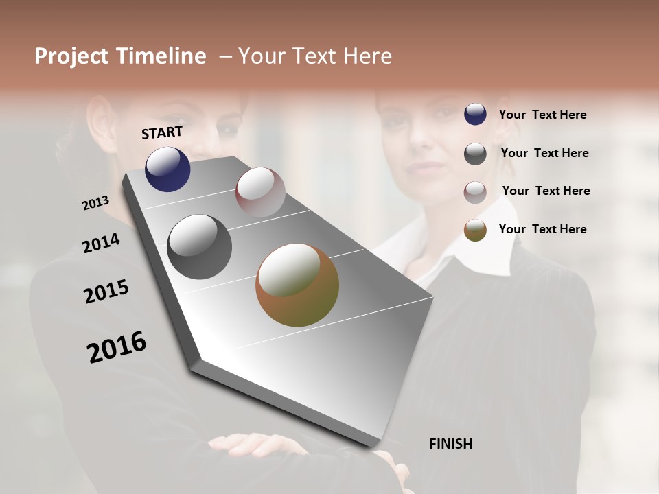 Two Women In Business Suits Standing Next To Each Other PowerPoint Template
