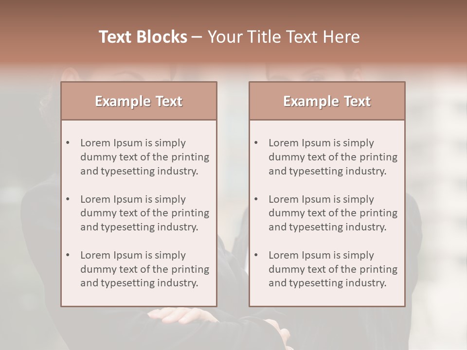 Two Women In Business Suits Standing Next To Each Other PowerPoint Template
