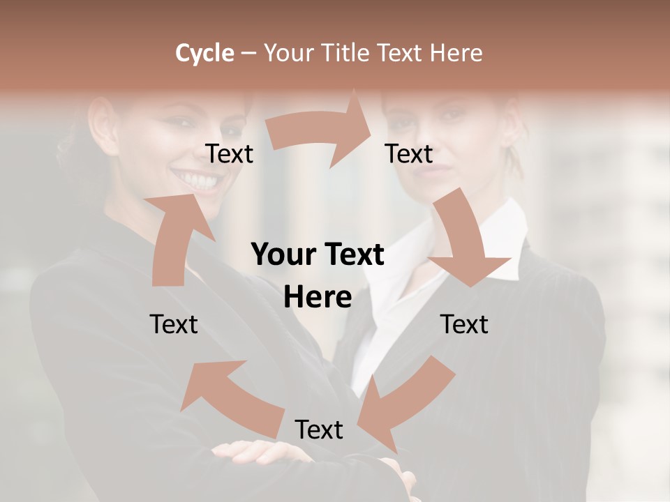 Two Women In Business Suits Standing Next To Each Other PowerPoint Template