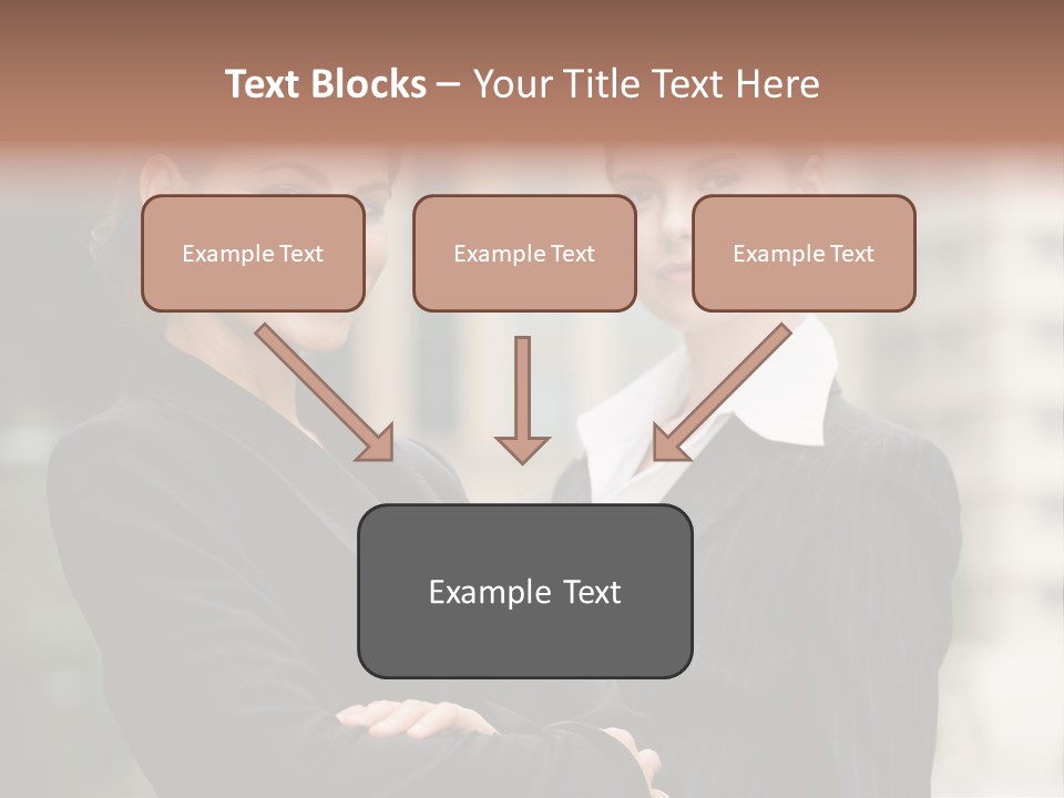Two Women In Business Suits Standing Next To Each Other PowerPoint Template
