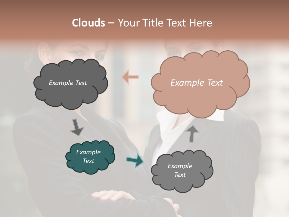 Two Women In Business Suits Standing Next To Each Other PowerPoint Template