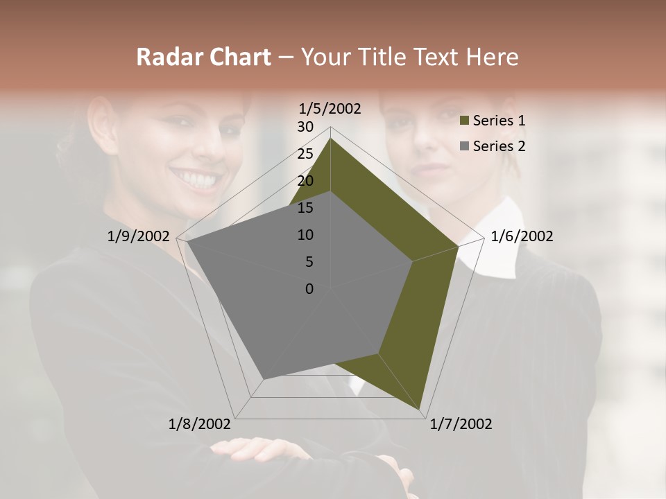 Two Women In Business Suits Standing Next To Each Other PowerPoint Template