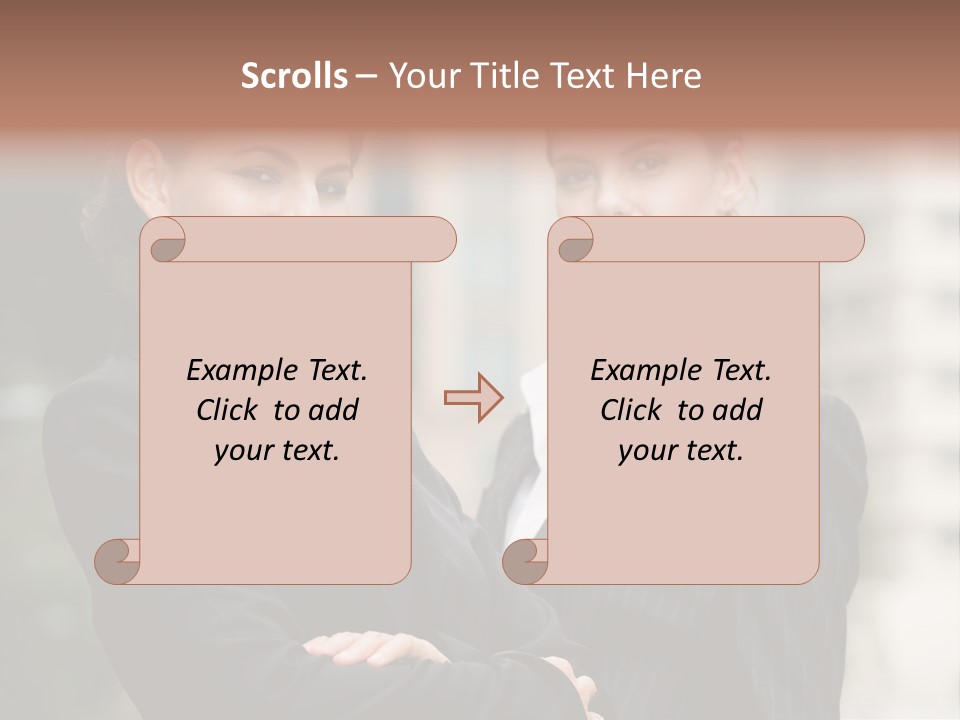 Two Women In Business Suits Standing Next To Each Other PowerPoint Template