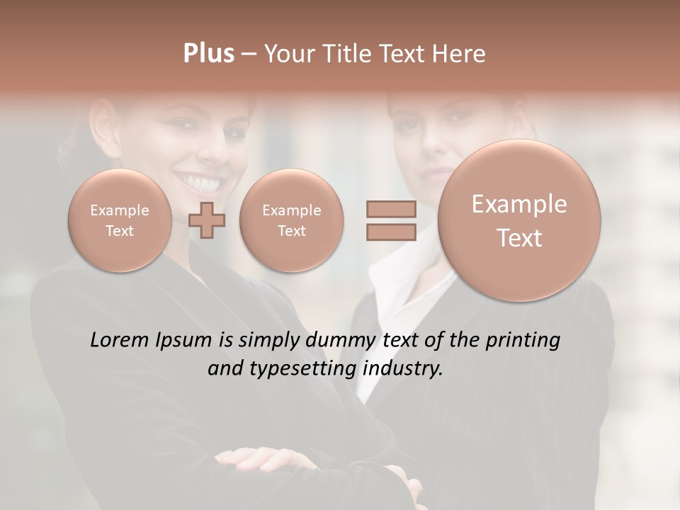 Two Women In Business Suits Standing Next To Each Other PowerPoint Template