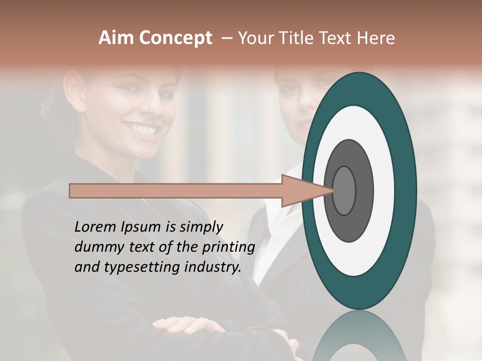 Two Women In Business Suits Standing Next To Each Other PowerPoint Template