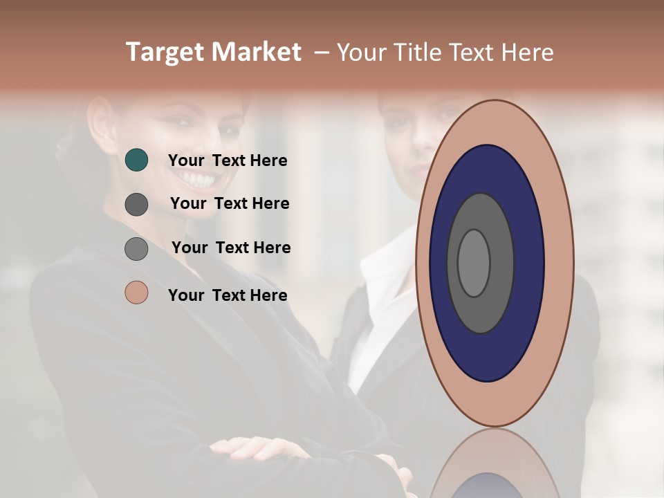 Two Women In Business Suits Standing Next To Each Other PowerPoint Template