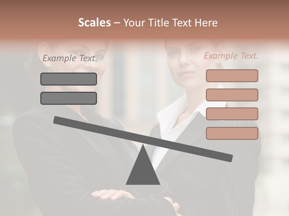 Two Women In Business Suits Standing Next To Each Other PowerPoint Template