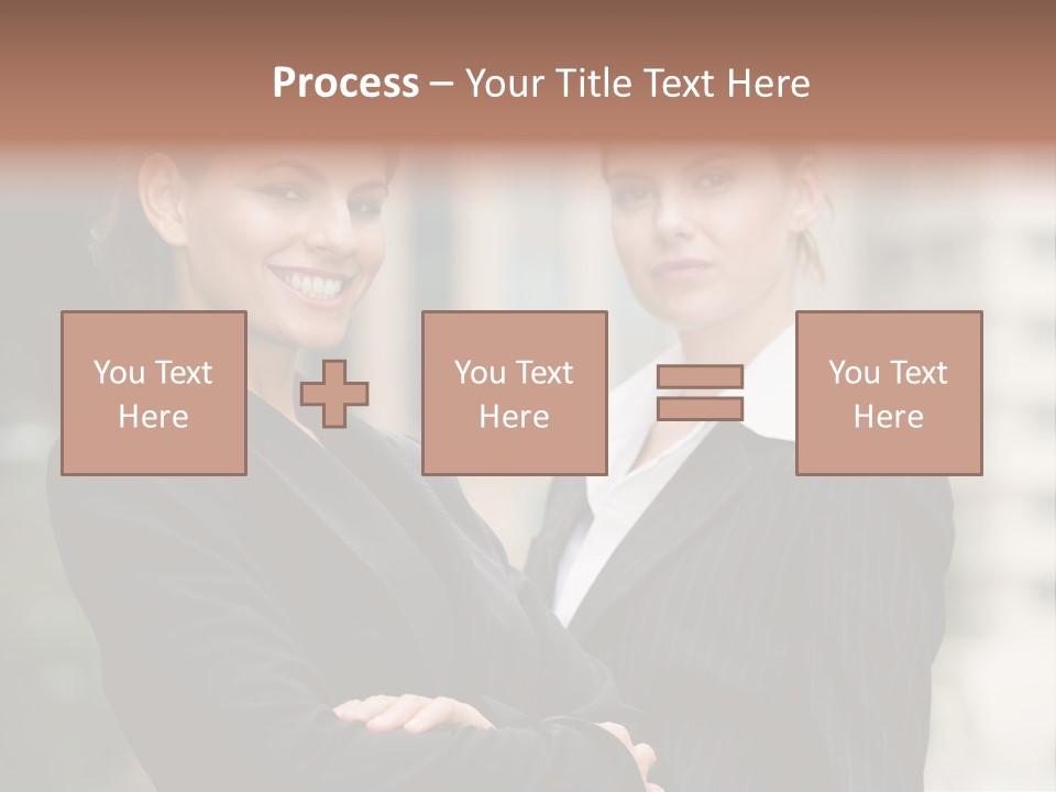 Two Women In Business Suits Standing Next To Each Other PowerPoint Template