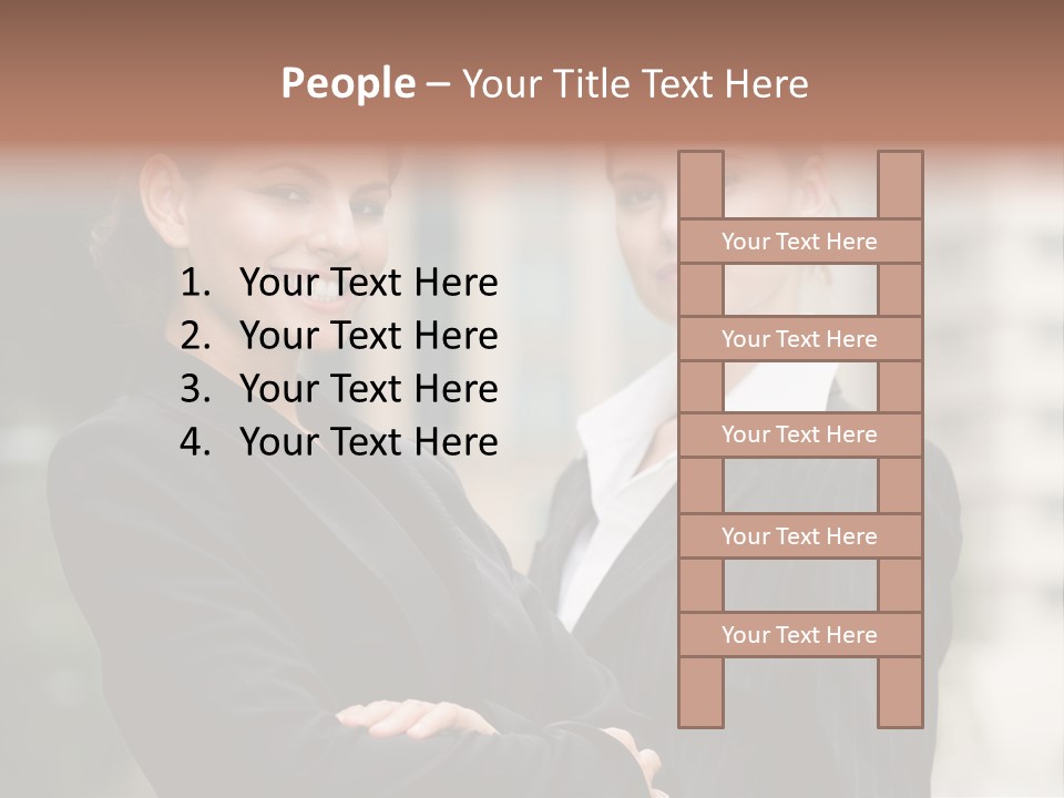 Two Women In Business Suits Standing Next To Each Other PowerPoint Template