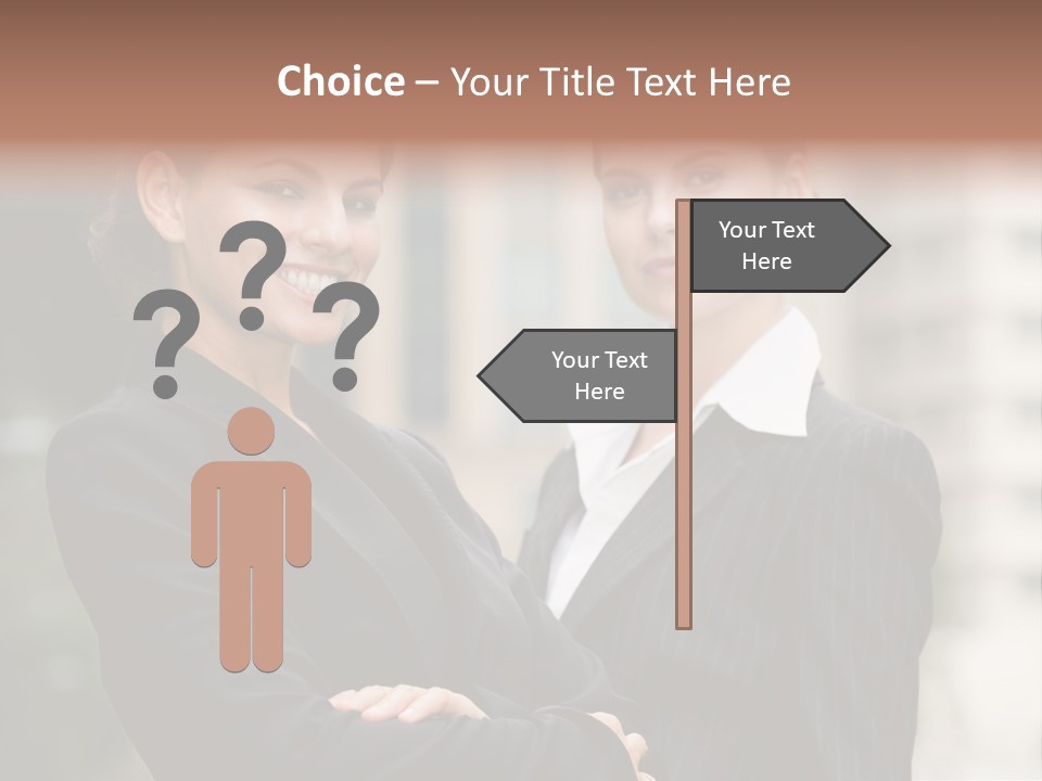 Two Women In Business Suits Standing Next To Each Other PowerPoint Template