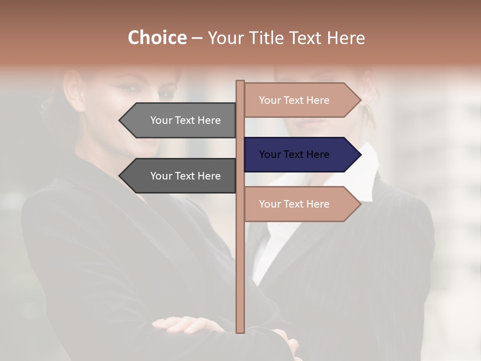 Two Women In Business Suits Standing Next To Each Other PowerPoint Template