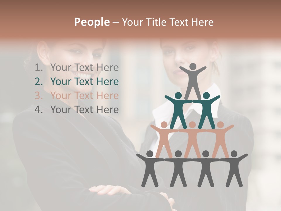 Two Women In Business Suits Standing Next To Each Other PowerPoint Template