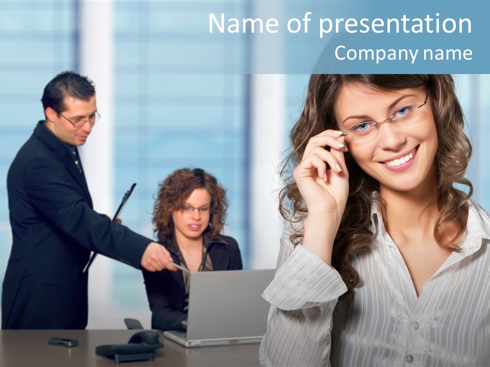 A Woman In A Business Suit Talking On A Cell Phone PowerPoint Template