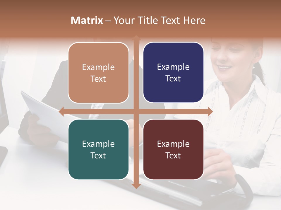 A Man And A Woman Sitting At A Table With Papers PowerPoint Template