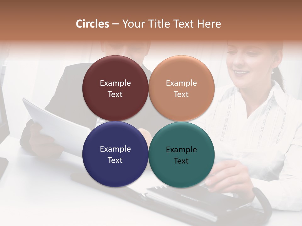 A Man And A Woman Sitting At A Table With Papers PowerPoint Template