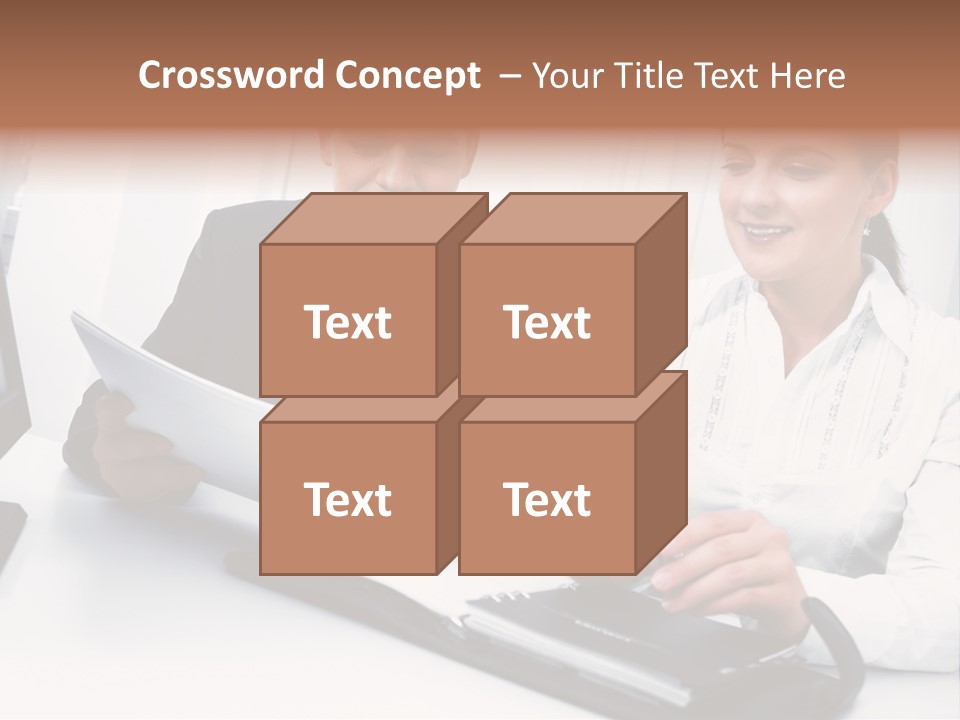 A Man And A Woman Sitting At A Table With Papers PowerPoint Template