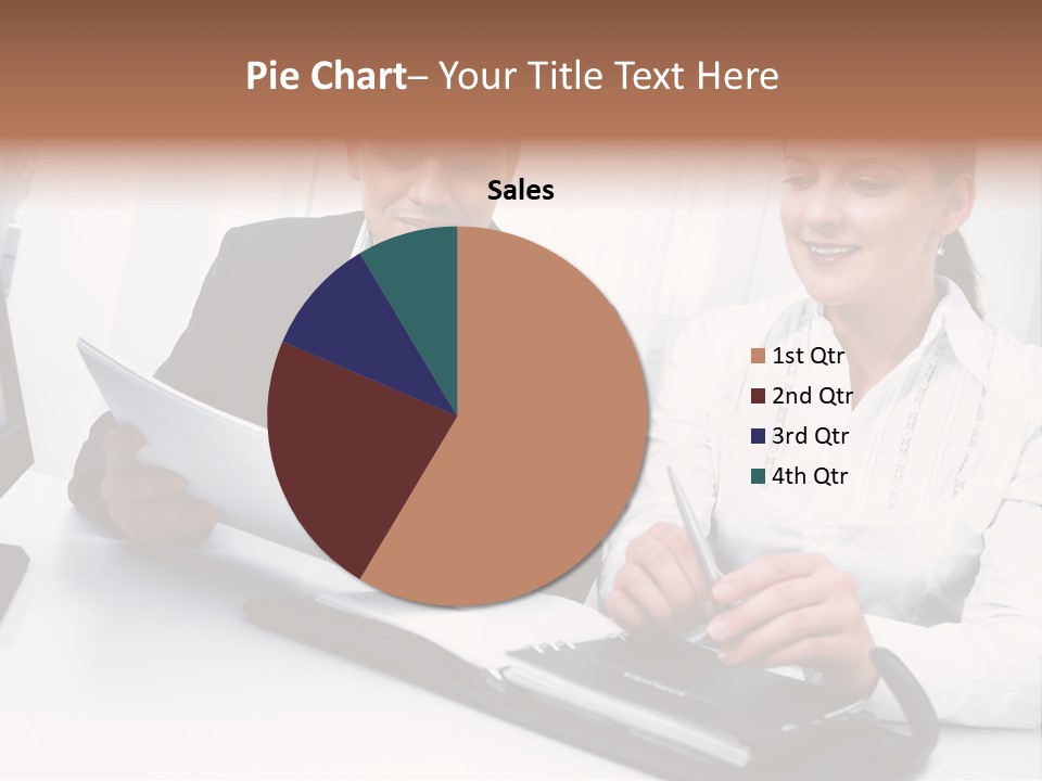 A Man And A Woman Sitting At A Table With Papers PowerPoint Template